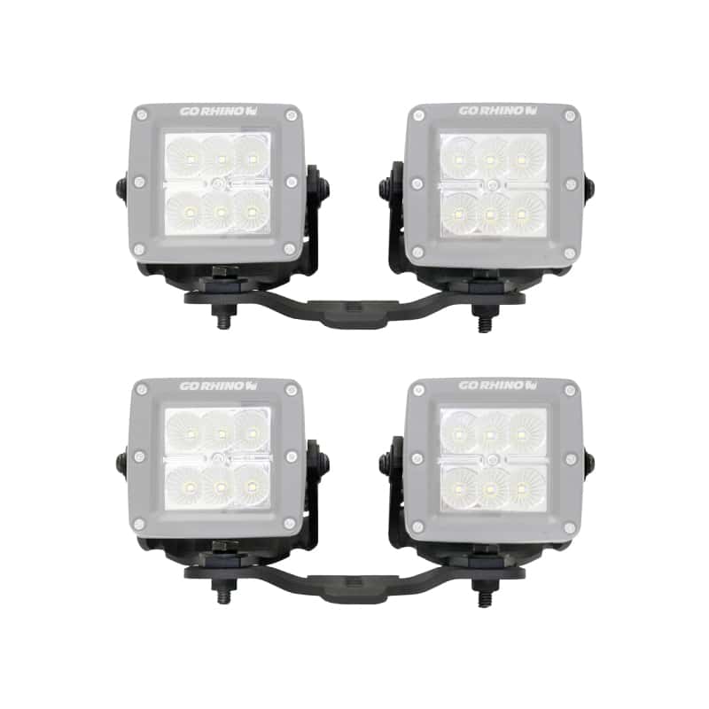 Go Rhino — Go Rhino 18-20 Jeep Wrangler JL/JLU/Gladiator JT Light Mount - Two 3in Cubes
Hood Hinge Mount - view 1