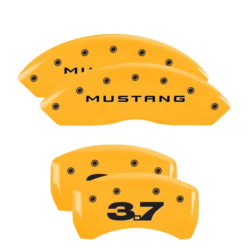 MGP — MGP 4 Caliper Covers Engraved Front Mustang Engraved Rear 37 Yellow finish black ch
Caliper Covers - view 1