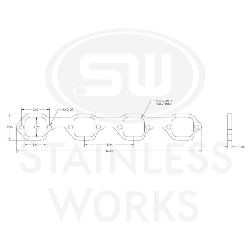 Stainless Works — Stainless Works SBF Victor Senior Heads Square Port Header 304SS Exhaust Flanges 2in Primaries
HFSBFVICT200

Header Flange - view 3