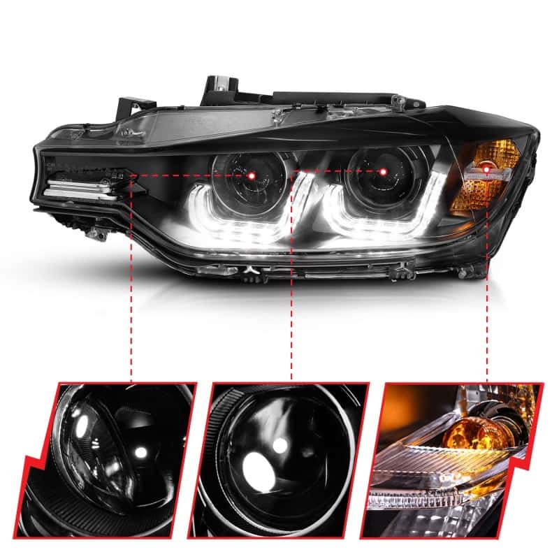 ANZO — ANZO 2012-2015 BMW 3 Series Projector Headlights w/ U-Bar Black
Head Light Set
HdLtSet - view 4