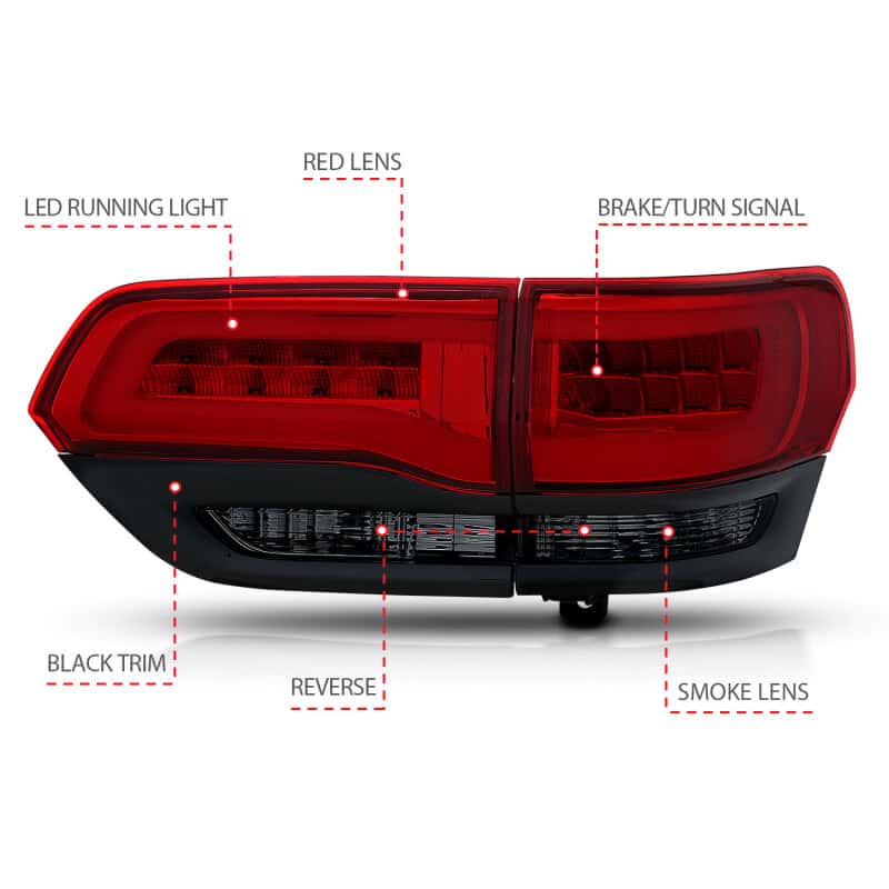 ANZO — ANZO 2014-2016 Jeep Grand Cherokee LED Taillights Red/Smoke
TailLightSet - view 11