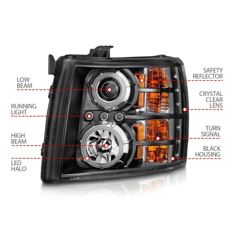 ANZO — ANZO 2007-2013 Chevrolet Silverado 1500 Projector Headlights w/ Halo Black
Head Light Set
HdLtSet - view 5