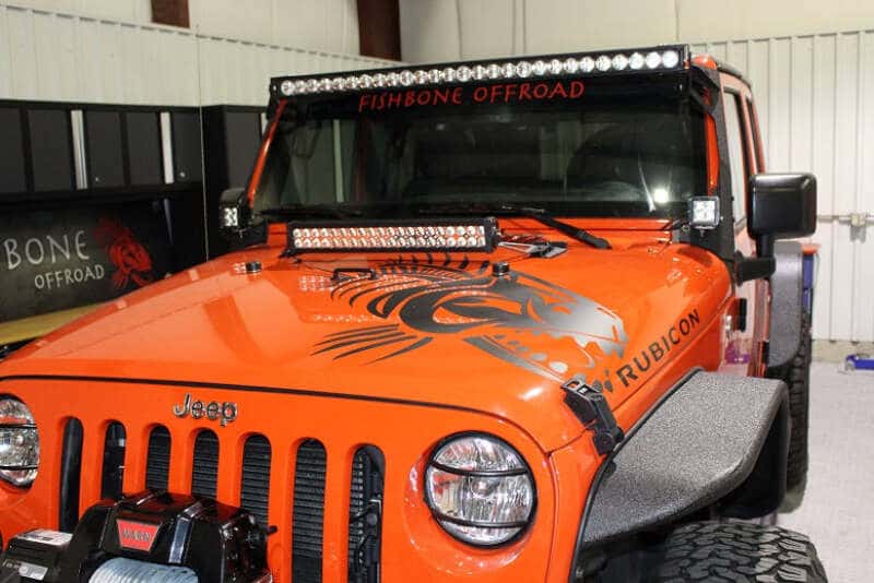 Fishbone Offroad — Fishbone Offroad 07-18 Jeep Wrangler JK Hood Light Mount Brackets - view 9