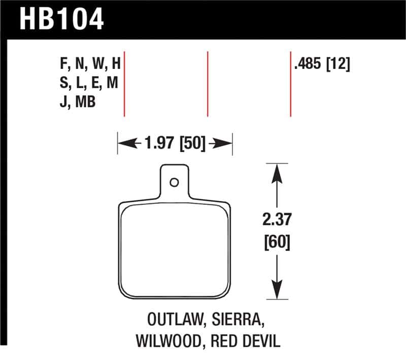 Hawk Performance — Hawk Wilwood DL Single Outlaw w/0.156in Center Hole DTC-30 Race Pads
Disc Brake Pad - view 1