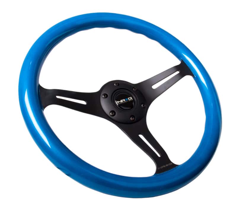 NRG — NRG Classic Wood Grain Steering Wheel (350mm) Blue Pearl/Flake Paint w/Black 3-Spoke Center - view 2