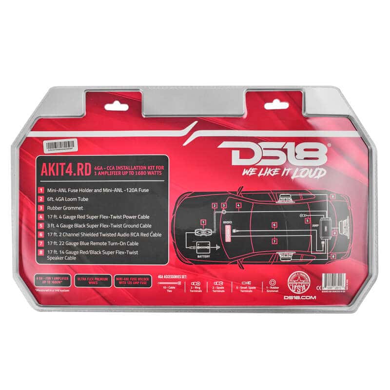 DS18 — DS18 4-GA Amplifier Install Kit Advance- Red - view 3