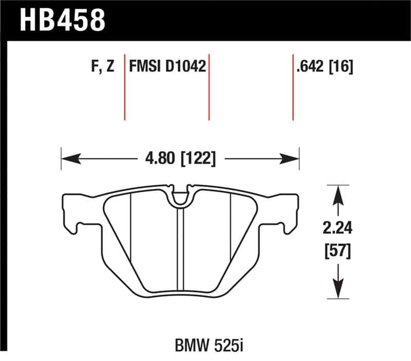 Hawk Performance — Hawk 07-08 BMW X5 3.0si / 09-13 X5 Xdrive / 10-13 X6 Xdrive Perf Ceramic Rear Street Brake Pads
Disc Brake Pad - view 1