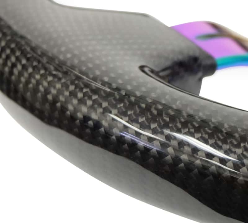 NRG — NRG Carbon Fiber Steering Wheel (350mm / 1.5in. Deep) Neochrome 3-Spoke Design w/Slit Cuts - view 4