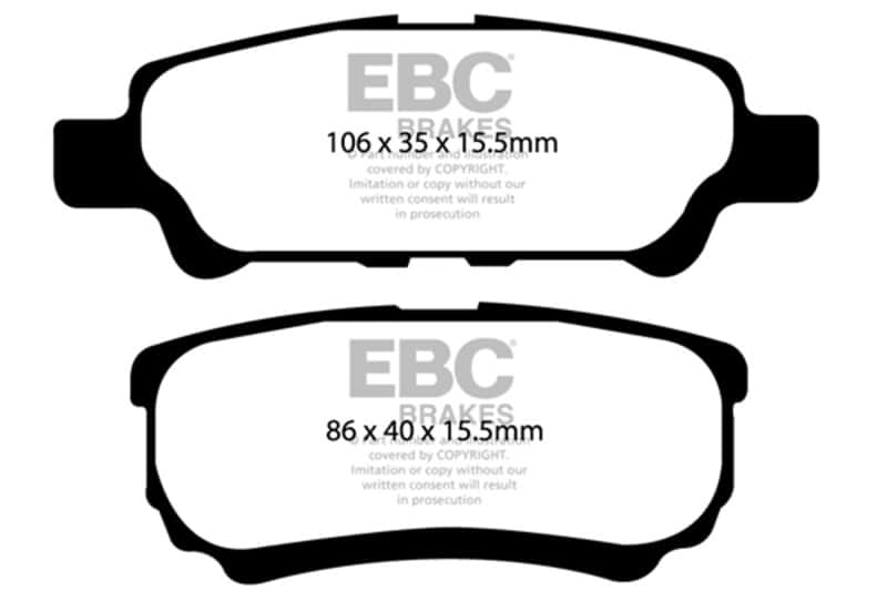 EBC — EBC 11-14 Chrysler 200 2.4 Ultimax2 Rear Brake Pads
Disc Brake Pad - view 1