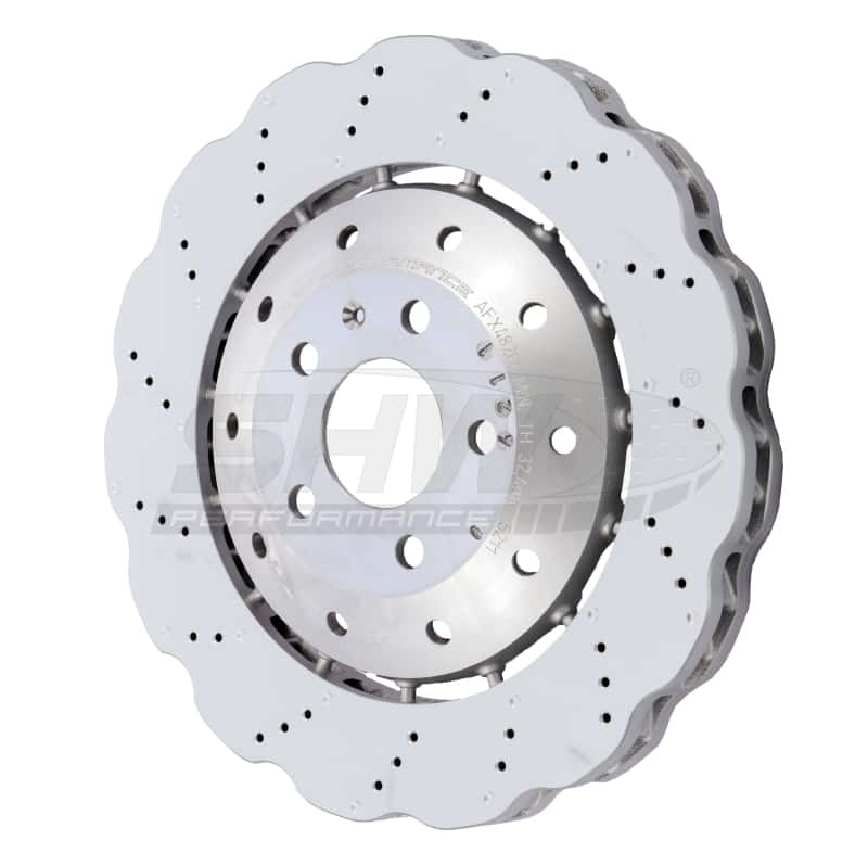 SHW Performance — SHW 14-20 Audi R8 5.2L (Excl Ceramic Brake) Front Drilled-Dimpled LW Wavy Brake Rotor (4S0615301B) - view 2