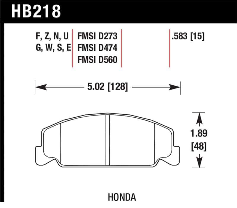 Hawk Performance — Hawk 88-89 Civic Si / 92-00 Civic CX / 88-00 DX / 98-00 GX HPS Street  Front Brake Pads
Disc Brake Pad - view 1
