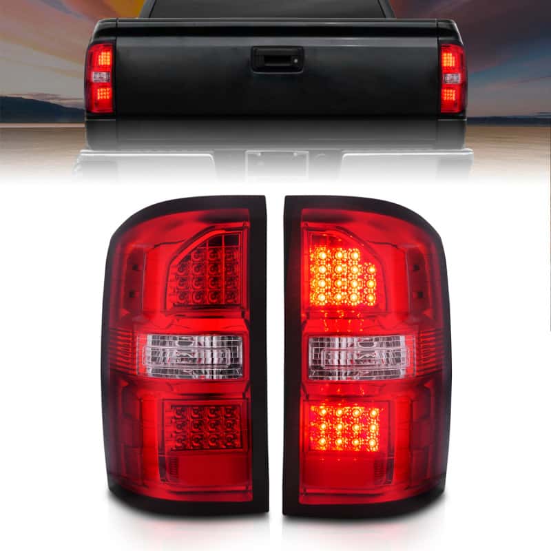 ANZO — ANZO 2014-2018 GMC Sierra LED Tail Lights Black Housing Red/Clear Lens - view 2