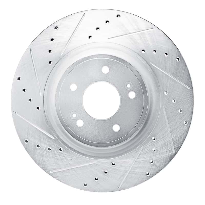 R1 Concepts — R1 2022-2023 Genesis G70 Front Left Drilled & Slotted Silver Brake Rotor - view 6