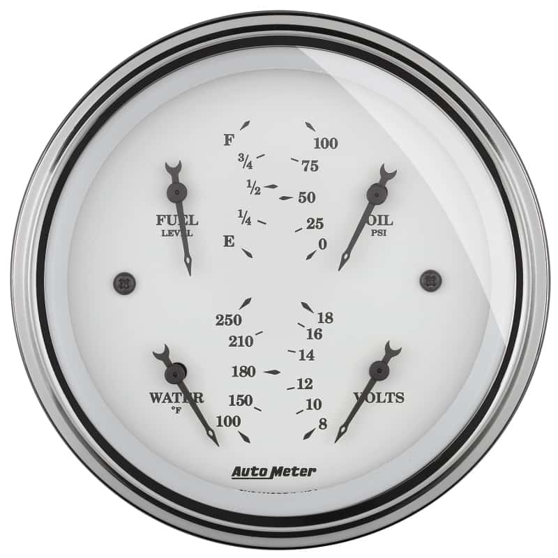 AutoMeter — AutoMeter Gauge Quad 3-3/8in. 0 Ohm(e) to 90 Ohm(f)Elec Old Tyme White
3-3/8" QUAD GA, FUEL - view 4