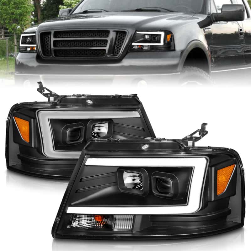 ANZO — ANZO 2004-2008 Ford  F-150 Projector Headlights w/ Light Bar Black Housing
Head Light Set
HdLtSet - view 2
