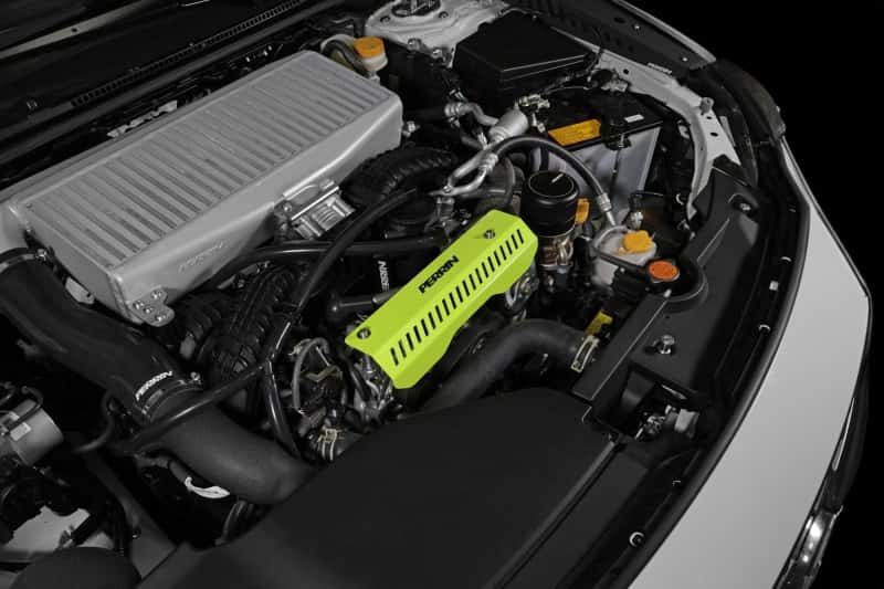 Perrin Performance — PERRIN 22-25 Subaru WRX Pulley Cover - Neon Yellow (SHORT - For Use w/PERRIN AOS) - view 5