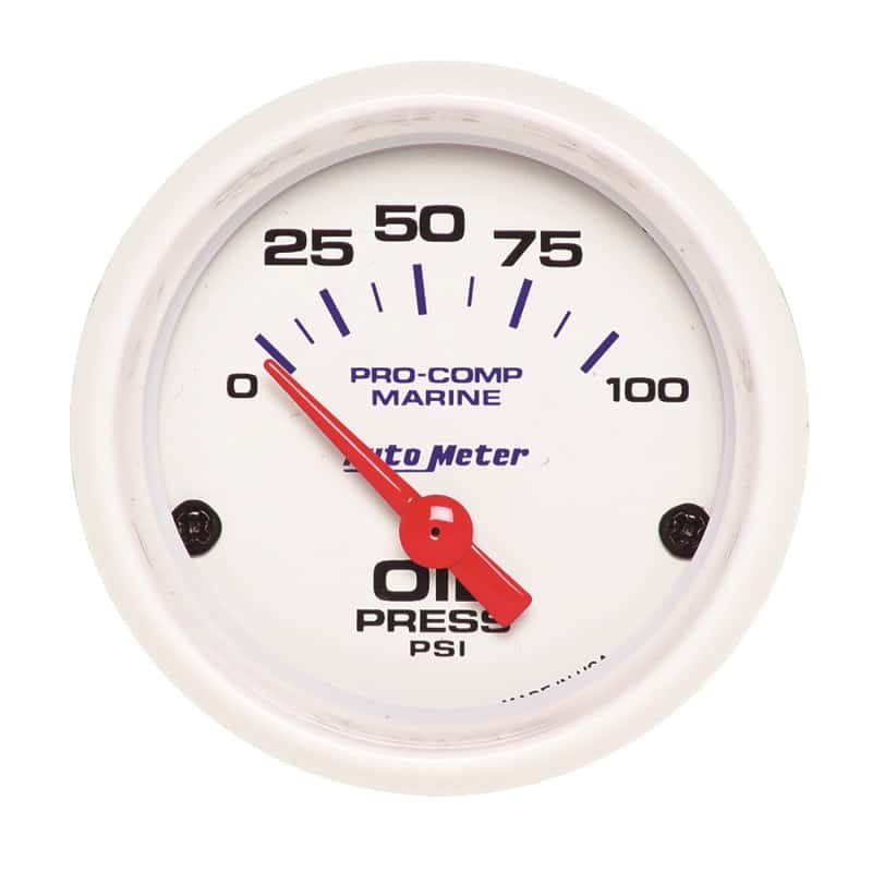 AutoMeter — Autometer Ultra-Lite 2-1/16in Electric 100 PSI Oil Pressure Gauge Marine White
GA 2" OILP 100 E MW - view 1