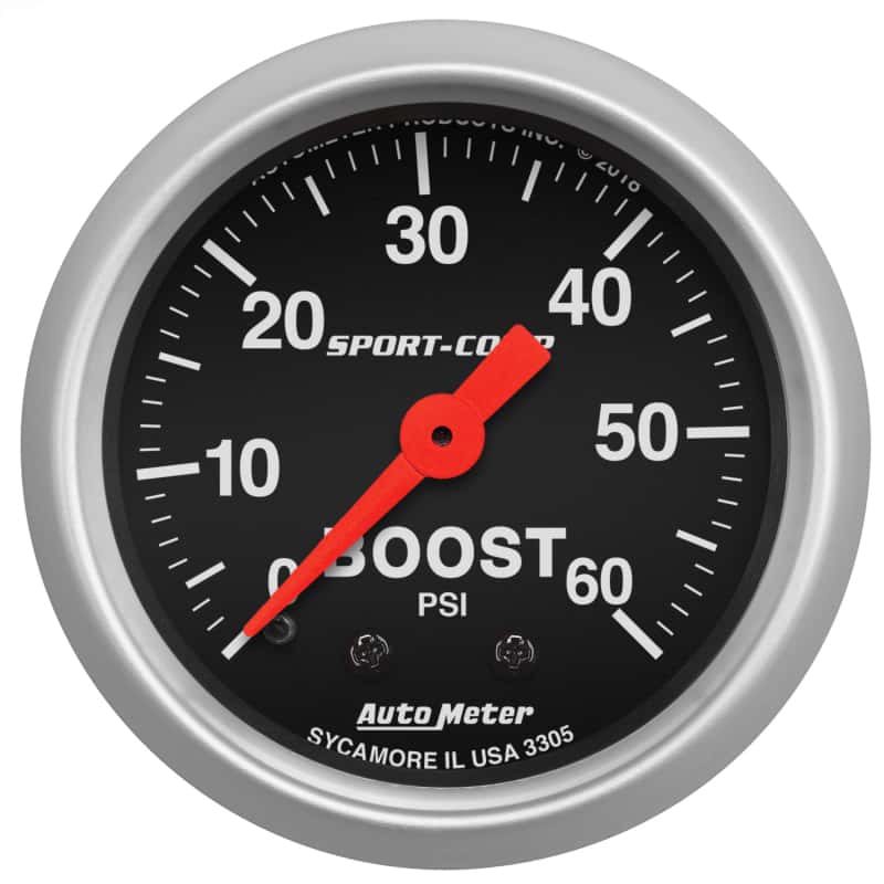 AutoMeter — AutoMeter 2-1/16in 0-60 PSI Mechanical Sport-Comp Boost Pressure Gauge - view 1