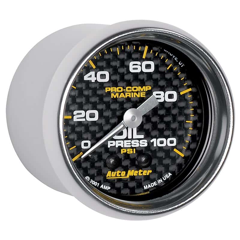 AutoMeter — Autometer Marine Carbon Fiber Ultra-Lite 2-1/16in 100PSI Mechanical Oil Pressure Gauge
GA 2" OP 100 M MCF - view 4