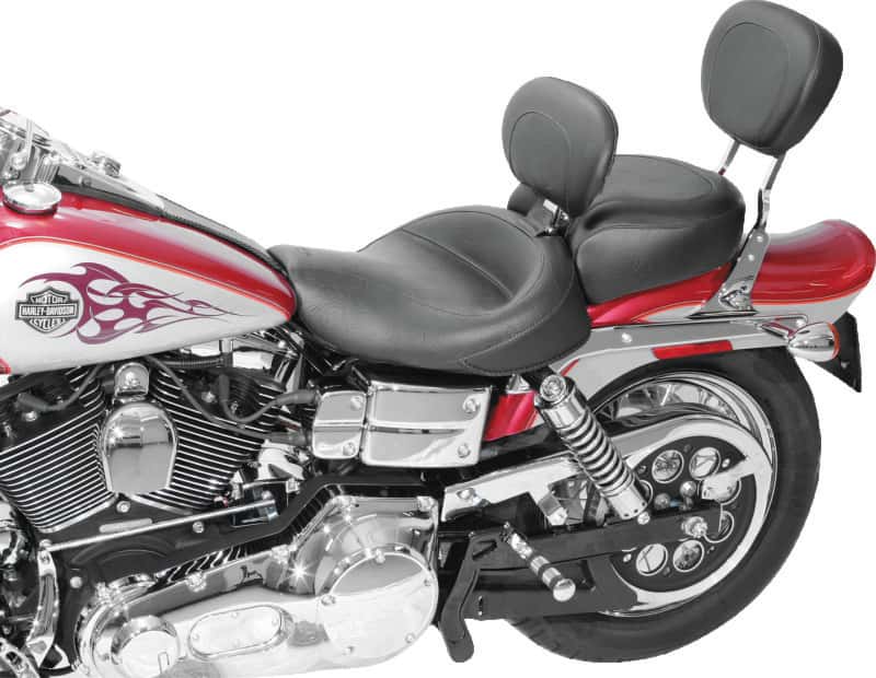 Mustang Motorcycle — Mustang 06-17 Harley Dyna Wide Touring Solo Seat w/ Driver Backrest - Black - view 3