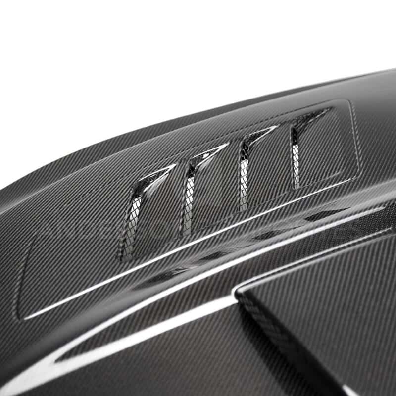 Anderson Composites — Anderson Composites 2018-2019 Ford Mustang Ram Air Double Sided Carbon Fiber Hood - view 5