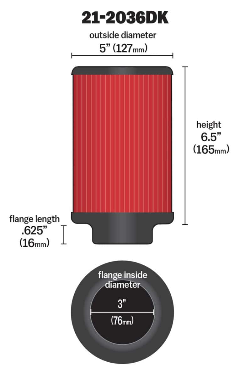 AEM Induction — AEM Air Filter, 3inFLG/ 5inOD/ 6-1/2inH Dry Flow
AEM DryFlow Air Filt
Air Filter - view 6