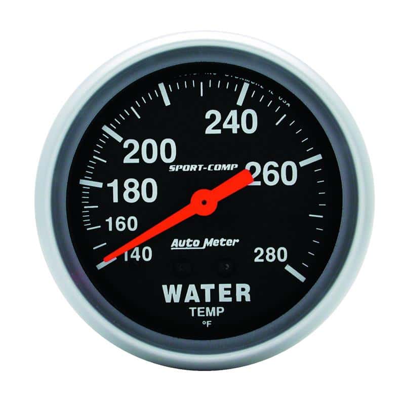 AutoMeter — Autometer Sport-Comp 66.7mm 140-280 Degree F PSI Mechanical Water Temperature Gauge
2-5/8" WATER TEMP, 1 - view 2