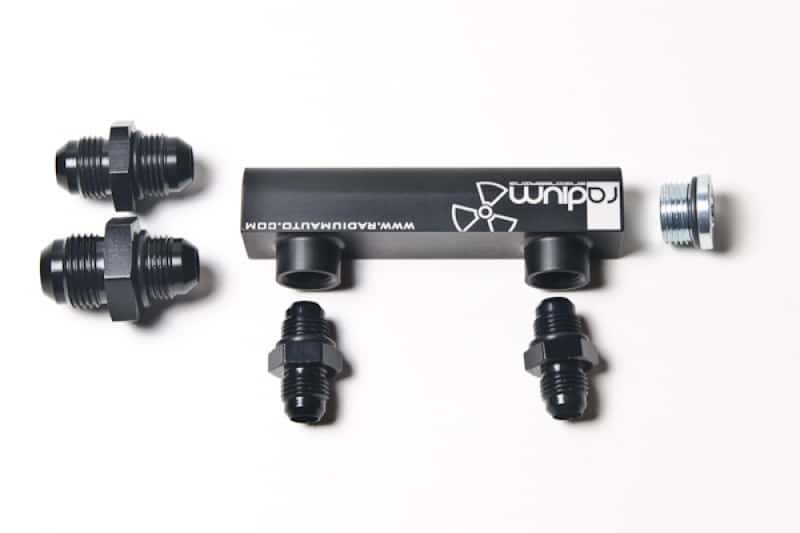 Radium Engineering — Radium Engineering Universal 4-Port Manifold - Black W/ Logo - view 1