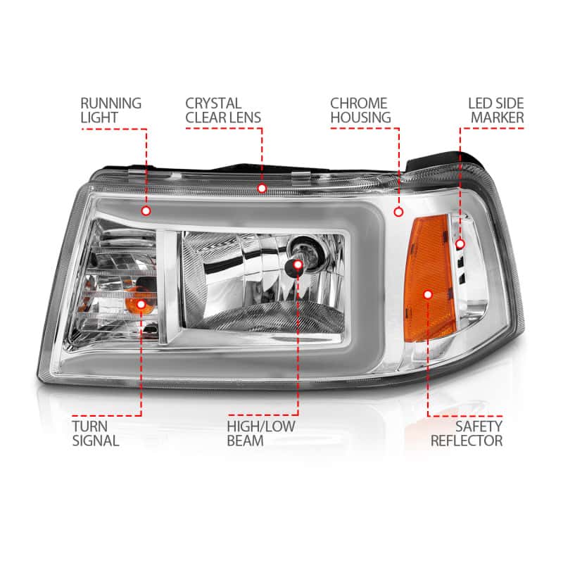 ANZO — ANZO 2001-2011 Ford Ranger Crystal Headlights w/ Light Bar Chrome Housing
Head Light Set
HdLtSet - view 10