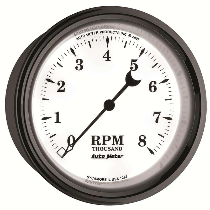 AutoMeter — AutoMeter Gauge Tachometer 3-3/8in. 8K RPM In-Dash Old Tyme White II
3-3/8" TACH, 8,000 R - view 7