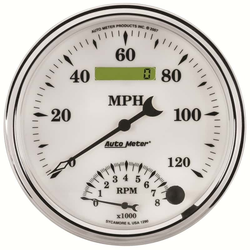 AutoMeter — AutoMeter Gauge Tach/Speedo 5in. 120MPH & 8K RPM Elec. Program Old Tyme White II
5" TACH/SPEEDO COMBO - view 1