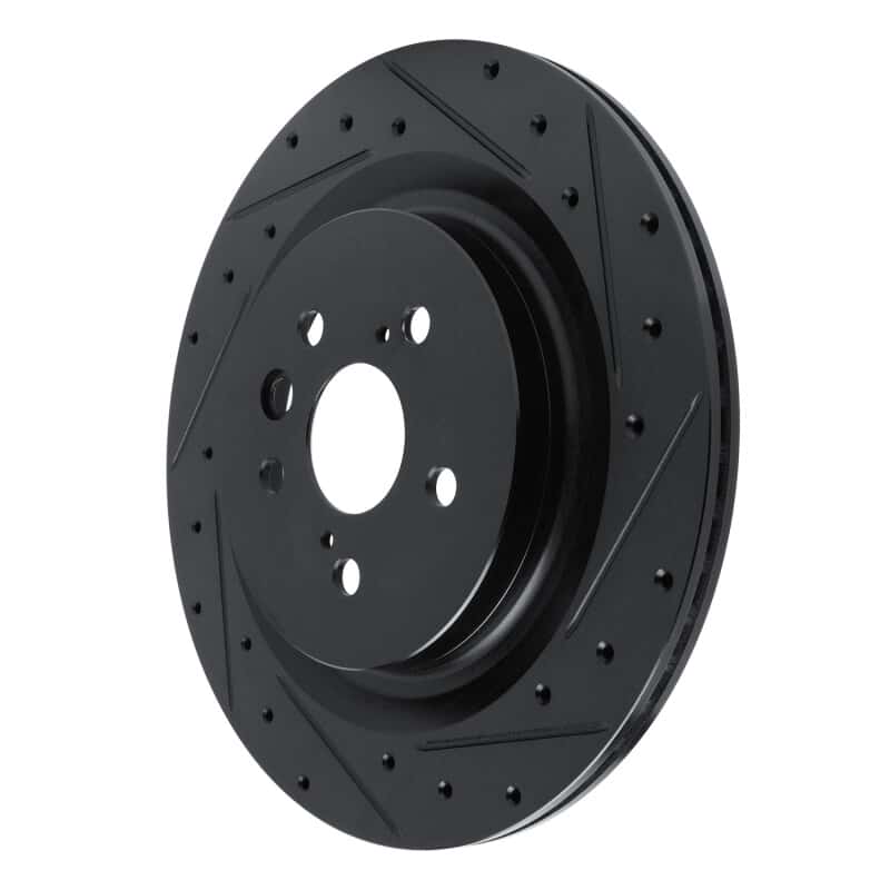 R1 Concepts — R1 2020-2025 Lexus RX450h+ Rear Right Drilled & Slotted Black Brake Rotor - view 2