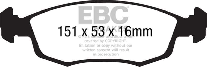 EBC — EBC 11+ Fiat 500 1.4 (ATE Calipers) Ultimax2 Front Brake Pads
Disc Brake Pad - view 1