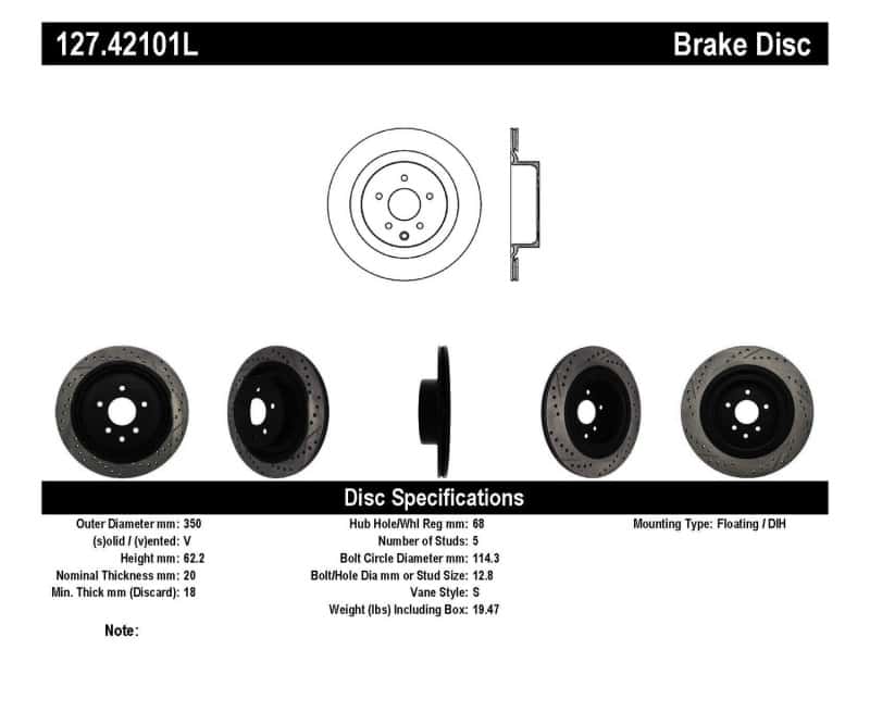 Stoptech — StopTech Infiniti G37 / Nissan 370Z SportStop Slotted & Drilled Rear Left Rotor
Disc Brake Rotor
Slot/Drill Rotor - view 6