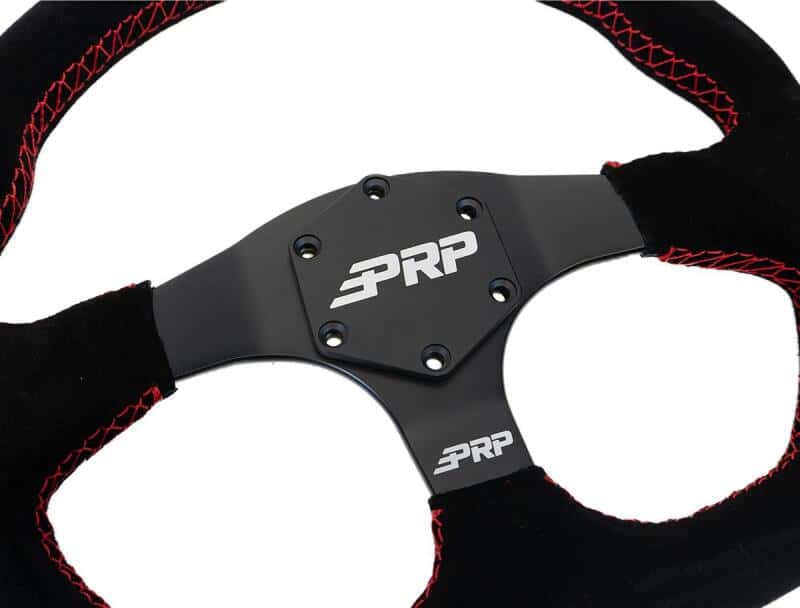 PRP Seats — PRP Comp-R D-Shape Suede Steering Wheel - Red - view 2