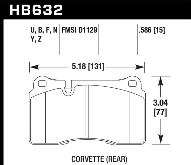 Hawk Performance — Hawk 14-15 Chevrolet Camaro 7.0L Z28 (Incl.Pad Wear Sensor) Rear ER-1 Brake Pads
Disc Brake Pad - view 2