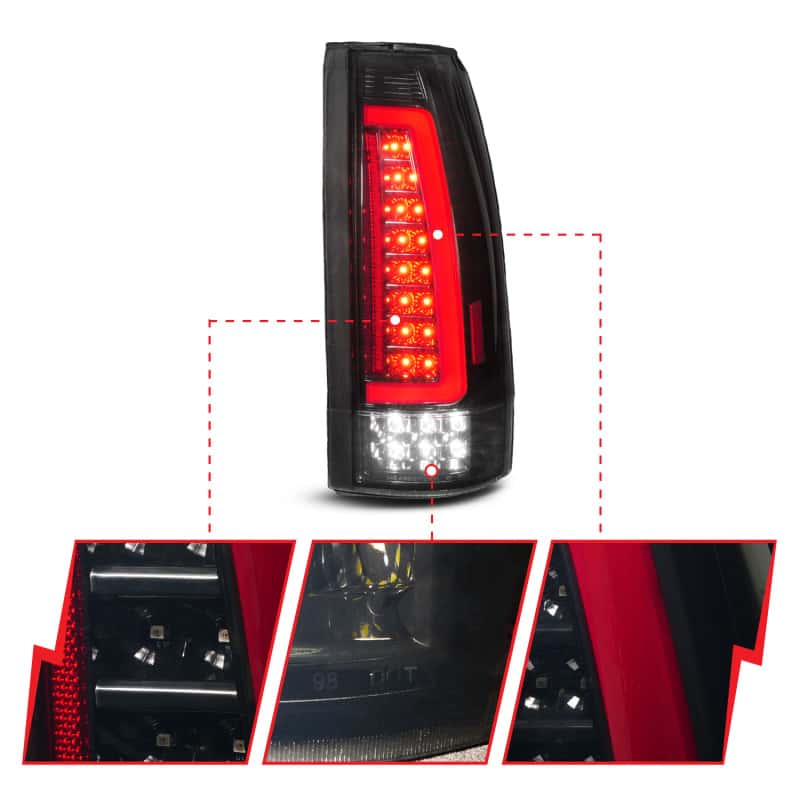 ANZO — ANZO 88-99 Chevy/GMC C/K1500/2500/3500 Full LED Light Tube Taillights Black Housing Smoke Lens
TailLightSet - view 3