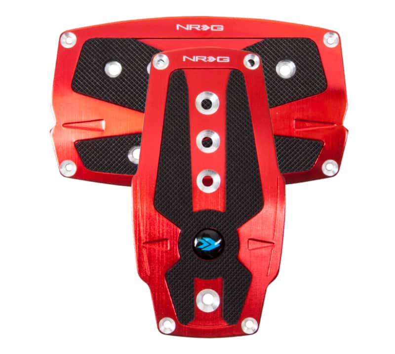 NRG — NRG Brushed Aluminum Sport Pedal A/T - Red w/Black Rubber Inserts - view 1