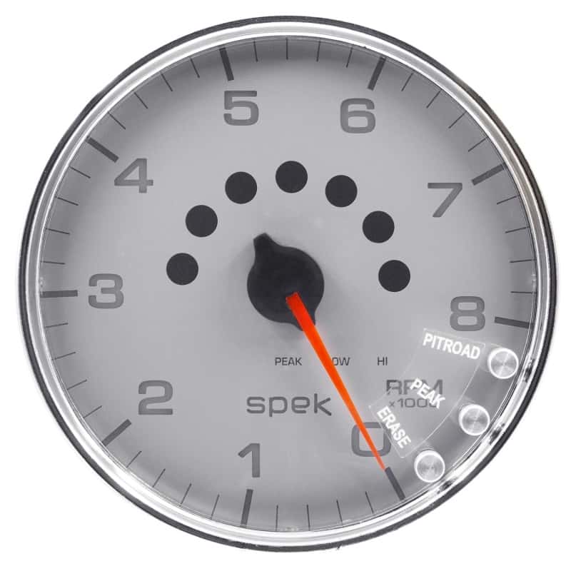 AutoMeter — Autometer Spek-Pro Gauge Tachometer 5in 8K Rpm W/Shift Light & Peak Mem Silver/Chrome
GA 5" 8KRPM SCC SPEK - view 3