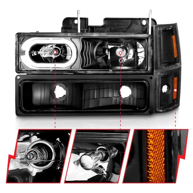 ANZO — ANZO 88-98 Chevrolet C1500 Crystal Headlights Black Housing w/ Signal and Side Marker Lights
Head Light Set
HdLtSet - view 3