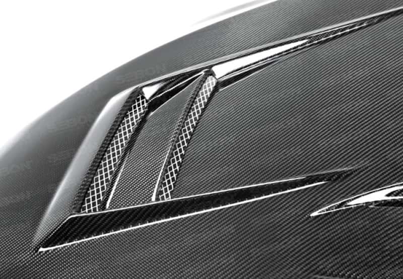 Seibon — Seibon 08-12 Mitsubishi Lancer Evo X DV-Style Carbon Fiber Hood - view 4