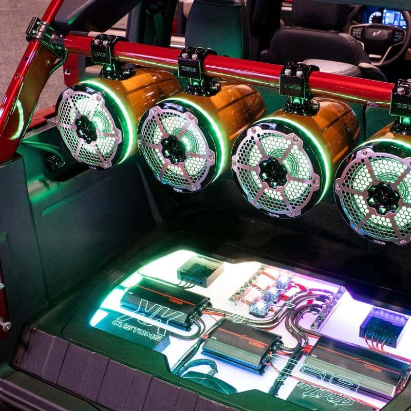 DS18 — DS18 Marine And Powersports Towers 8in 1in Driver 180 Watts RMS RGB LED Lights Black - view 1