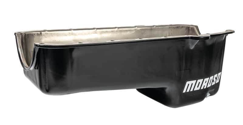 Moroso — Moroso Pre-80 Chevrolet Small Block (w/Driver Side Dipstick) Wet Sump 5qt 7.5in Steel Oil Pan - Blk - view 1