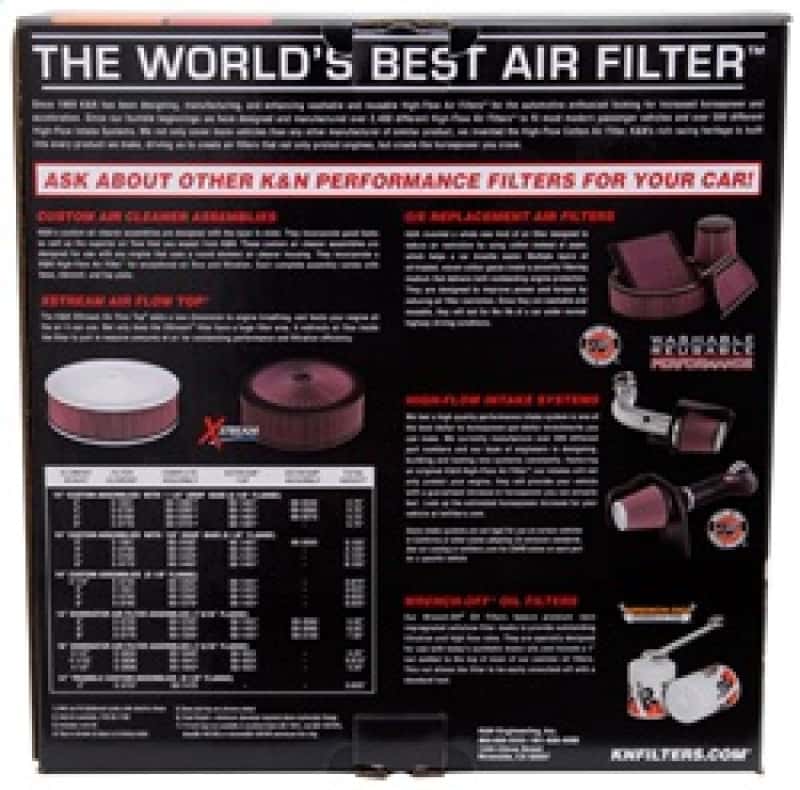 K&N Engineering — K&N 14in Red Custom Air Cleaner Assembly - 5.125in ID x 14in OD x 3.75in H x 1.25in Drop Base
Round Air Filter Ass
Air Filter Assembly - view 4
