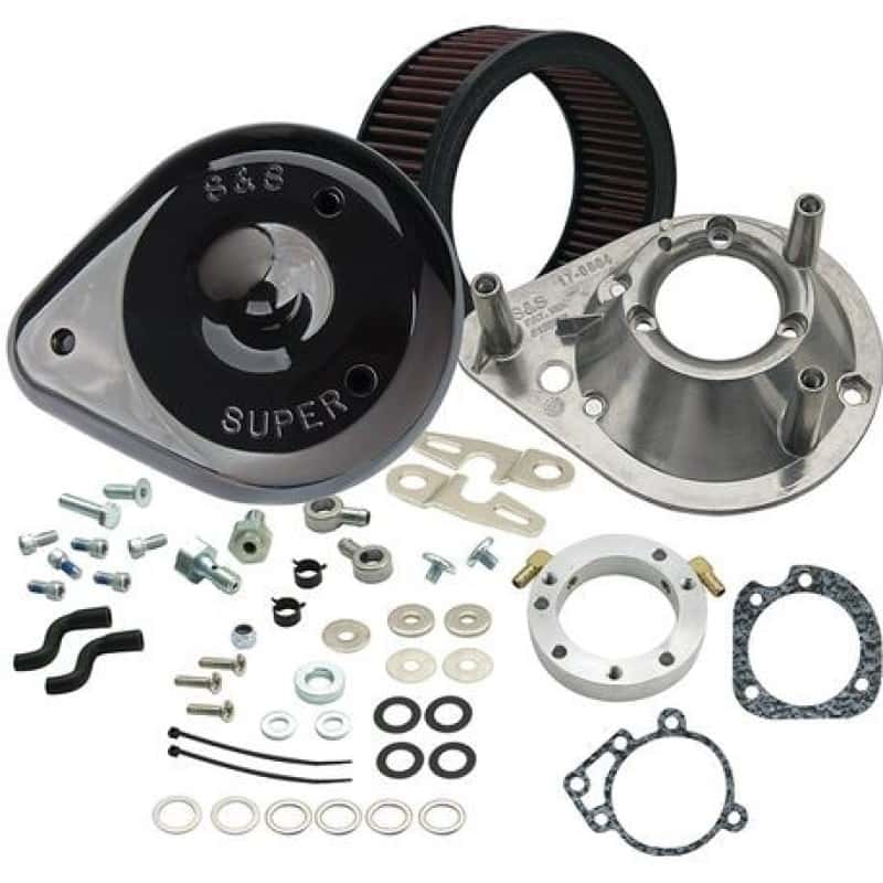 S&S Cycle — S&S Cycle 93-06 Carbureted BT/07-10 Softail CVO Models Teardrop Air Cleaner Kit - Gloss Black - view 1