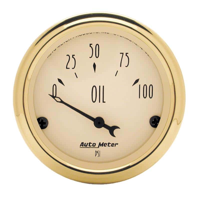 AutoMeter — AutoMeter Gauge Oil Press 2-1/16in. 100PSI Elec Golden Oldies
2" OIL PRESS, 0-100 - view 2