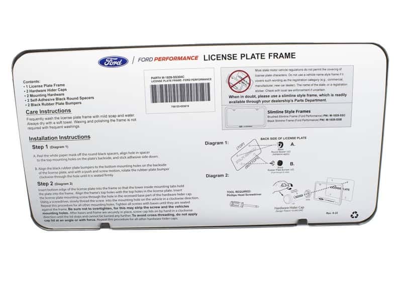 Ford Racing — Ford Racing Stainless Steel Ford Performance License Plate Frame - view 9