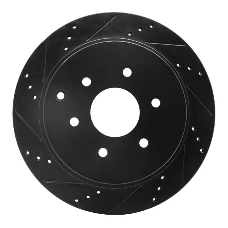 R1 Concepts — R1 10-24 Infiniti QX56 Rear Left Drilled & Slotted Black Brake Rotor
R1 Brake Rotor Drill - view 1