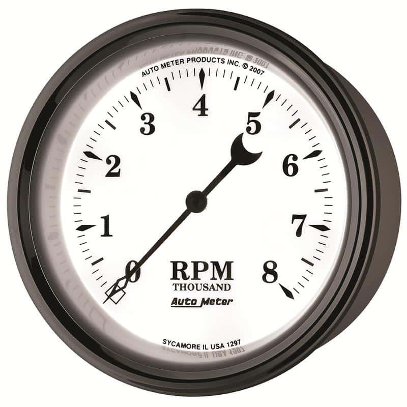 AutoMeter — AutoMeter Gauge Tachometer 3-3/8in. 8K RPM In-Dash Old Tyme White II
3-3/8" TACH, 8,000 R - view 4