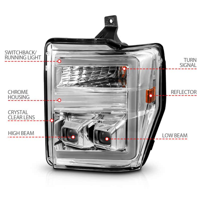 ANZO — ANZO 08-10 Ford F-250 - F-550 Super Duty Projector Headlights w/ Light Bar Switchback Chrome Housing
Head Light Set
HdLtSet - view 10